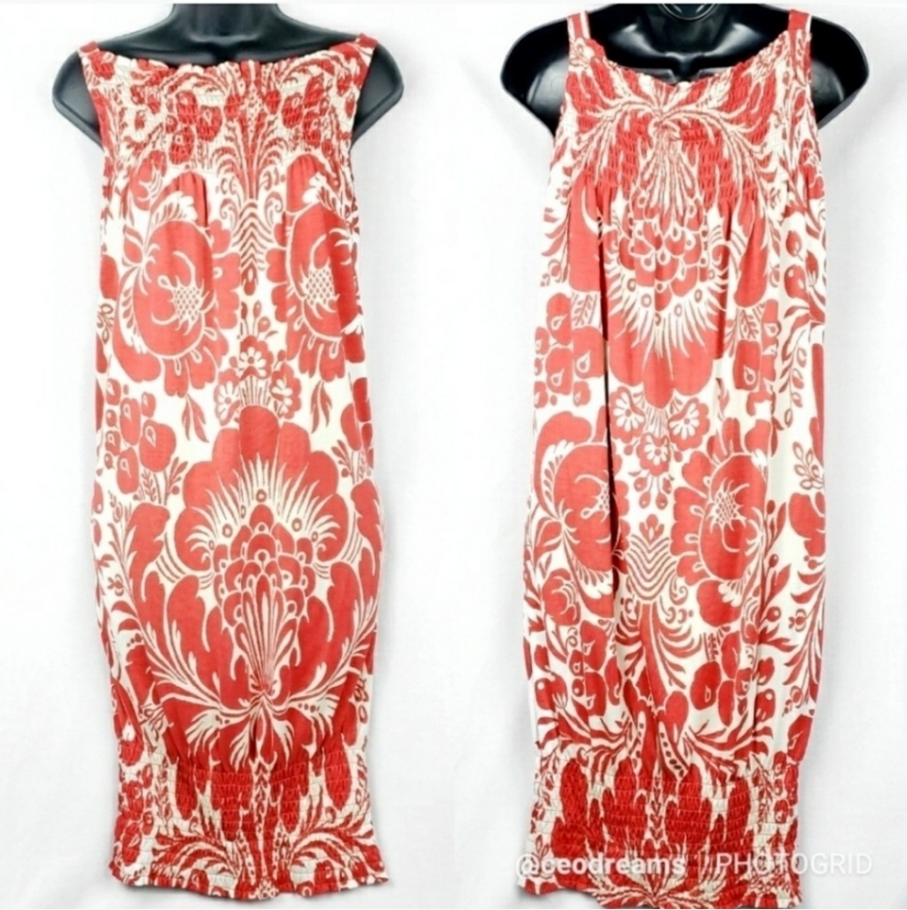 Diane Von Furstenberg Floral Damask Smocked Dress